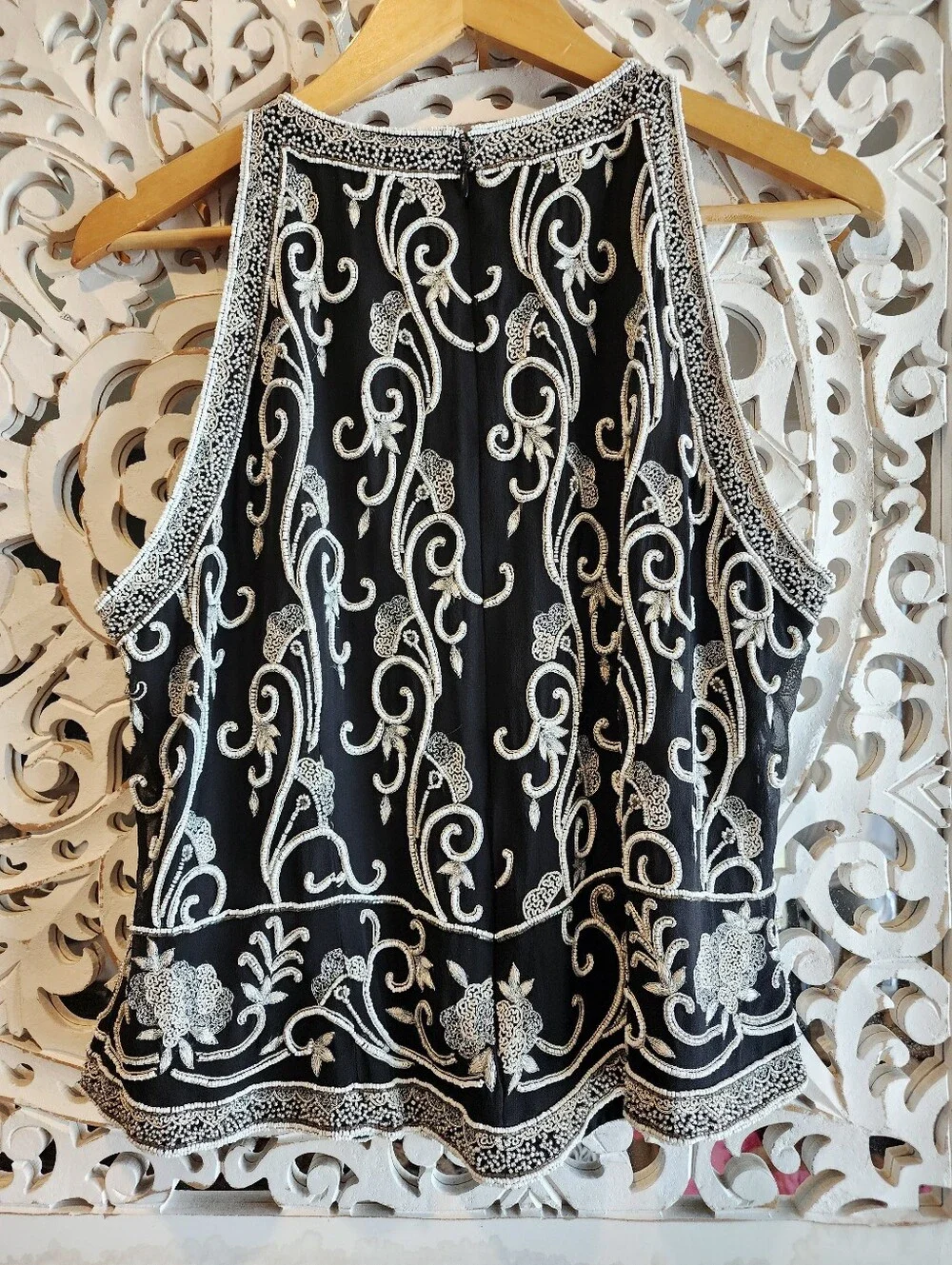 ADRIANNA PAPELL EVENING BEADING HALTER TOP BACK ZIPPER PEPLUM WOMENS SZ MEDIUM - Picture 8 of 15